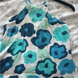 Floral Sleeveless Dress - Blue and Green